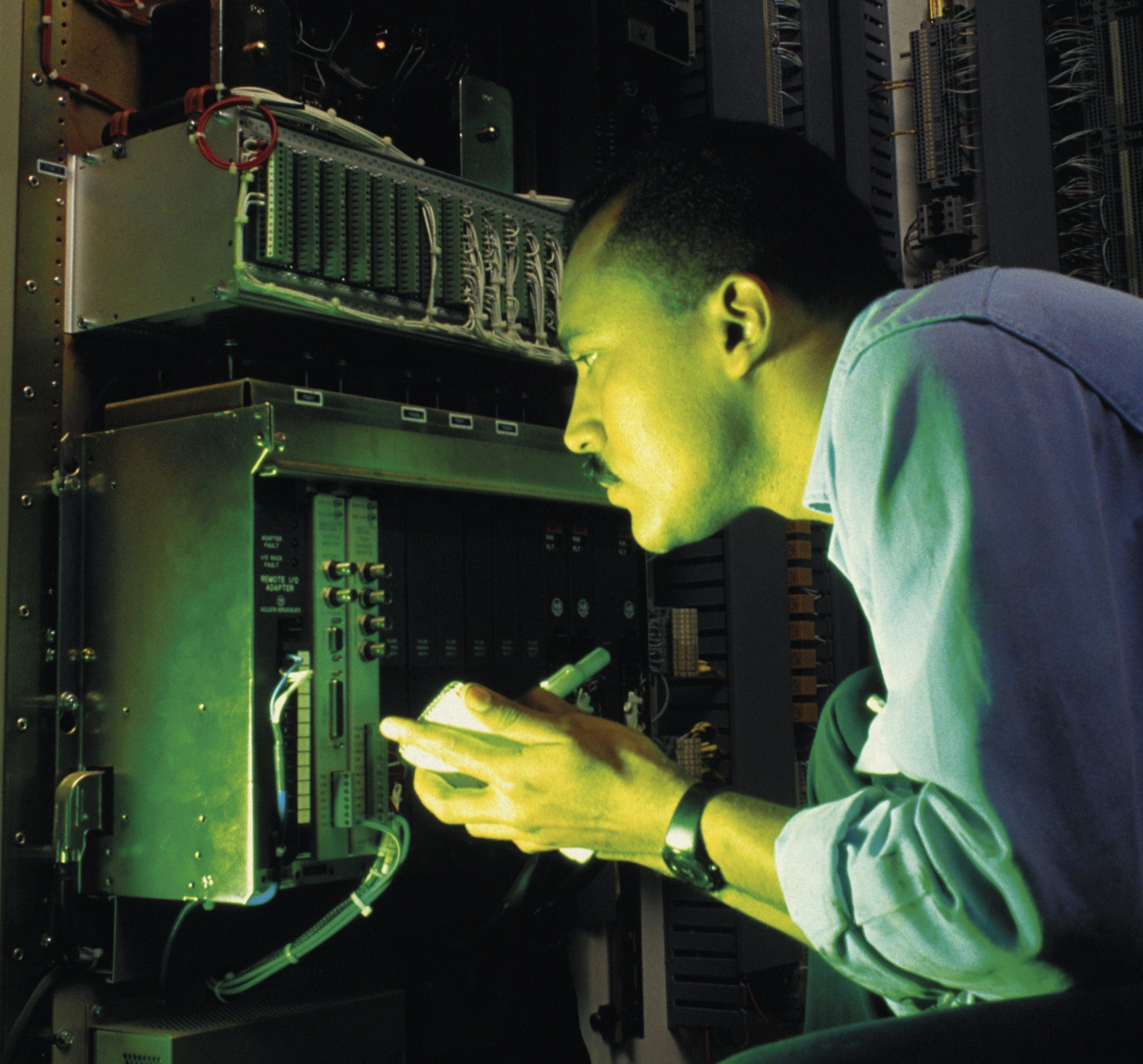 Technician working on an HVAC unit.